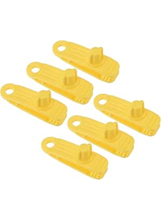 M METERXITY 6 Pack Tarp Clips - Tent Awning Secures Clamp Screw Fix, Strong Lock Grip, Apply to Outdoor/Camping /Swimming Pools (Yellow) - Image 1